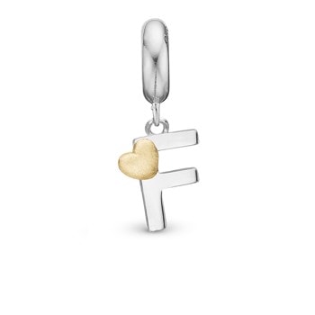 Christina Initial charm med hjerte, F